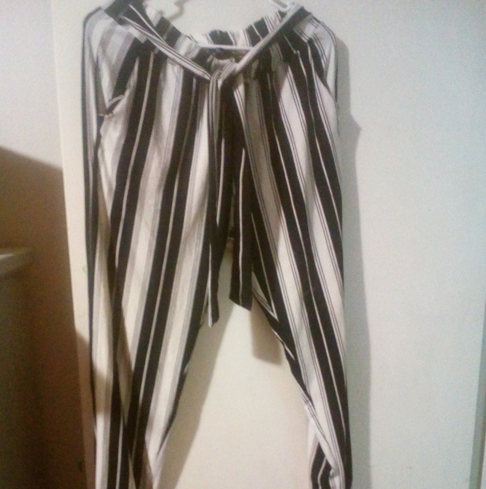 Black white cotton pant